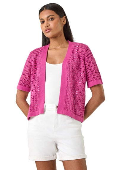 Roman Pink Open Knit Cardigan