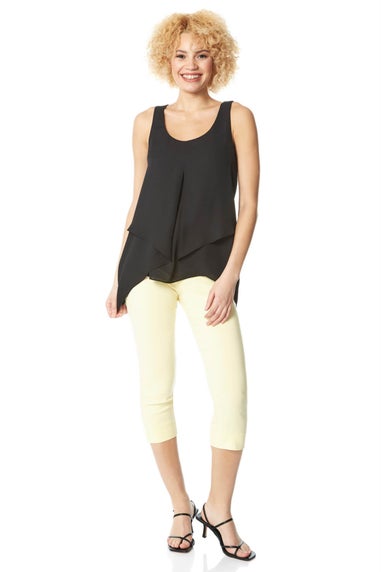 Roman Black Asymmetric Sleeveless Vest Top