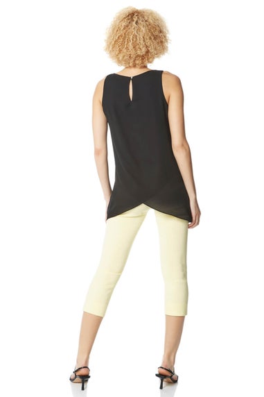Roman Black Asymmetric Sleeveless Vest Top