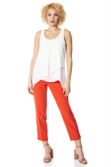 Roman Ivory Asymmetric Sleeveless Vest Top
