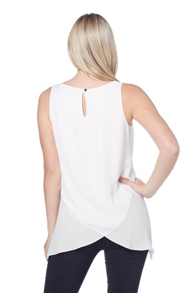 Roman Ivory Asymmetric Sleeveless Vest Top