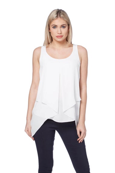Roman Ivory Asymmetric Sleeveless Vest Top