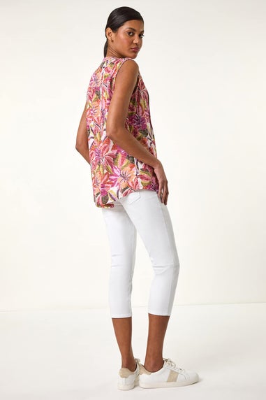 Roman Pink Floral Burnout Pintuck Shirt