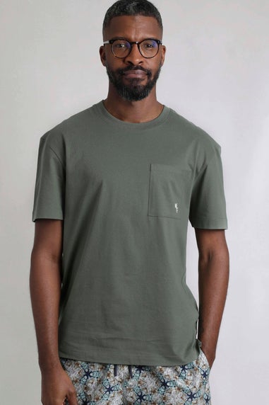 Weird Fish Army Green Keaton Super Soft Pocket T-Shirt