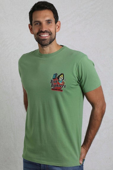 Weird Fish Artichoke Green Fish Fighters Back Print Artist T-Shirt