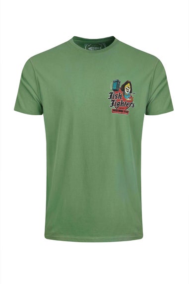 Weird Fish Artichoke Green Fish Fighters Back Print Artist T-Shirt
