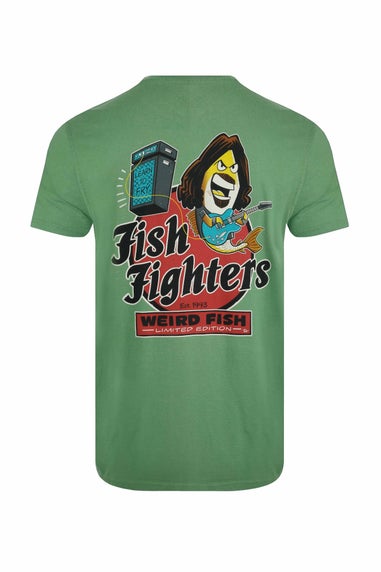 Weird Fish Artichoke Green Fish Fighters Back Print Artist T-Shirt