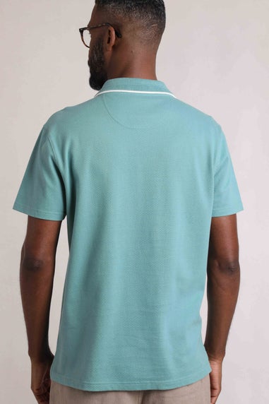 Weird Fish Pale Blue Powell Textured Polo Shirt