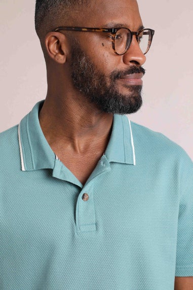Weird Fish Pale Blue Powell Textured Polo Shirt
