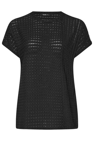 Yours Curve Black Textured Split Seam Top