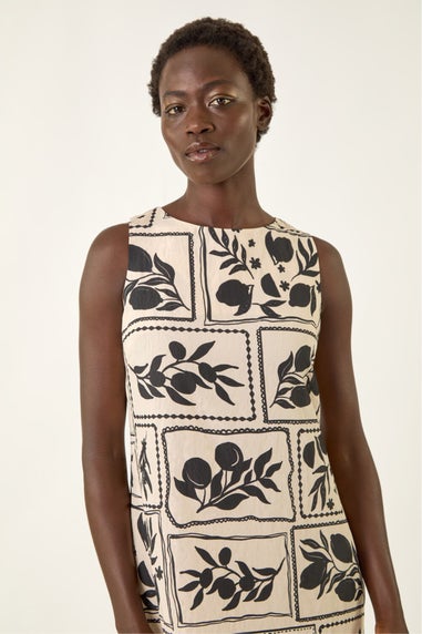 Roman Black Floral Mono Print Shift Dress
