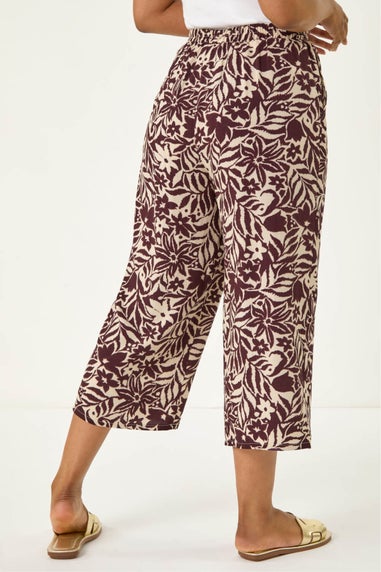 Roman Chocolate Petite Floral Abstract Culotte Trouser