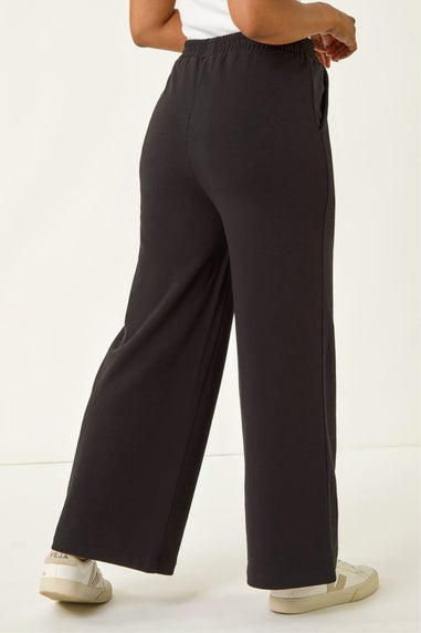 Roman Black Petite Pintuck Tie Front Joggers