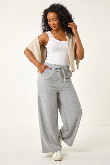 Roman Grey Petite Pintuck Tie Front Joggers