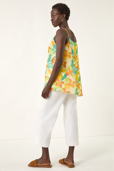 Roman Orange Chiffon Lemon Print Cami Top