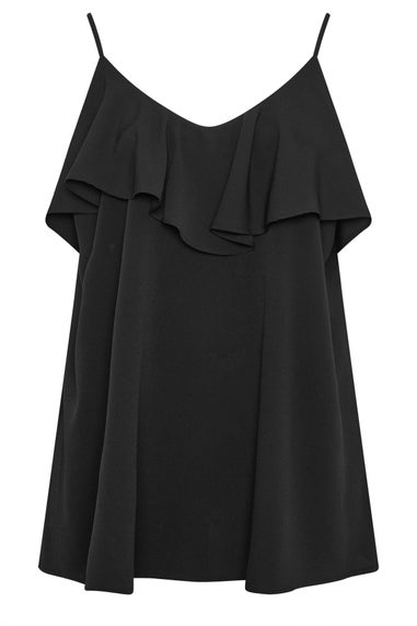 Yours Curve Black Frill Cami Vest Top