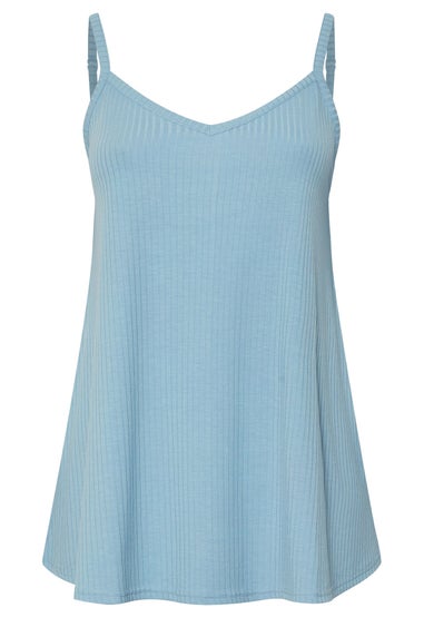 Yours Curve Light Blue Ribbed Swing Cami Top