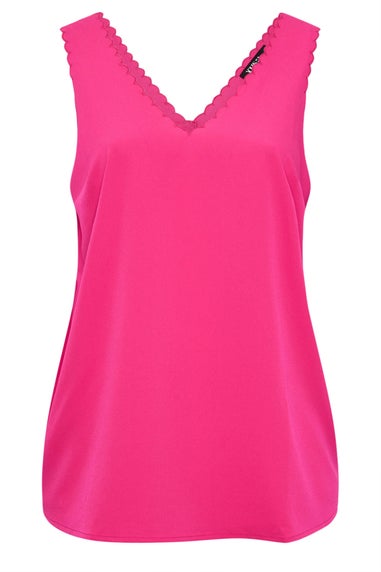 Yours Curve Bright Pink Scallop Edge Cami Vest Top