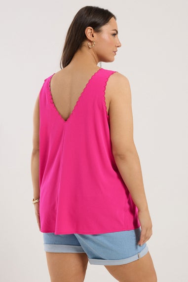 Yours Curve Bright Pink Scallop Edge Cami Vest Top
