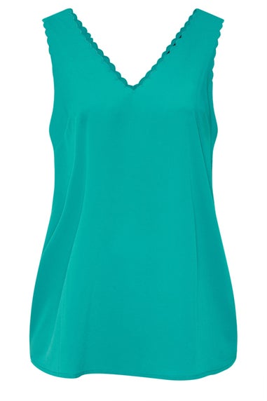 Yours Curve Teal Green Scallop Edge Cami Vest Top