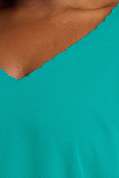 Yours Curve Teal Green Scallop Edge Cami Vest Top