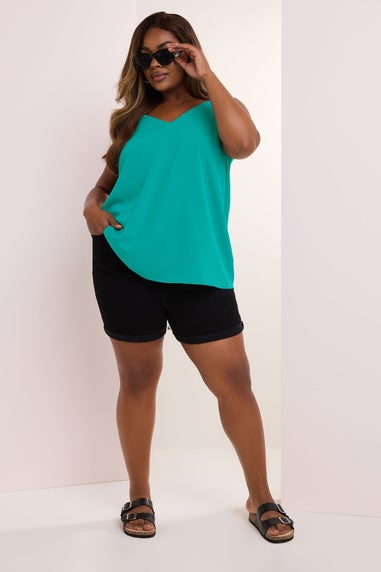 Yours Curve Teal Green Scallop Edge Cami Vest Top