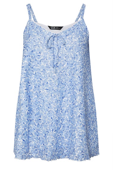 Yours Curve Blue Floral Lace Cami Top