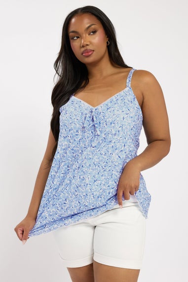 Yours Curve Blue Floral Lace Cami Top