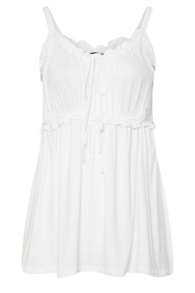 Yours Curve Ivory White Frilled Tie Front Cami Top