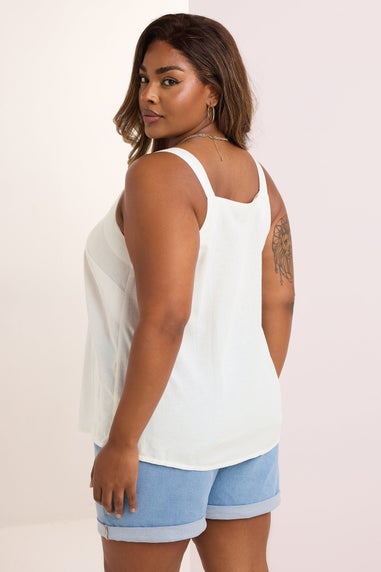 Yours Curve White Square Neck Vest Top