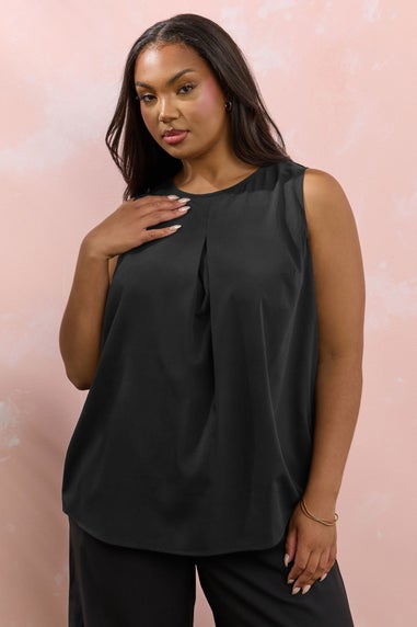 Yours Curve Black Lace Insert Vest Top