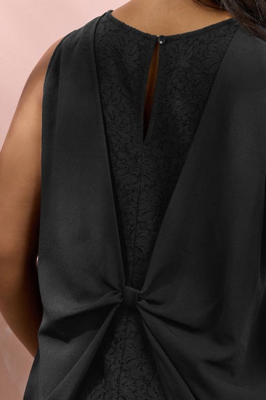 Yours Curve Black Lace Insert Vest Top
