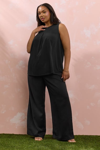 Yours Curve Black Lace Insert Vest Top