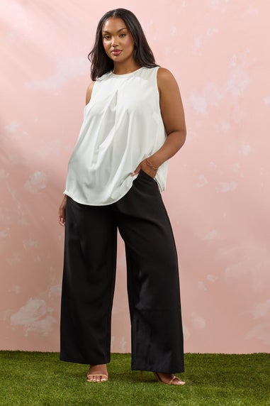 Yours Curve Ivory White Lace Insert Vest Top