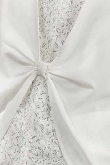 Yours Curve Ivory White Lace Insert Vest Top