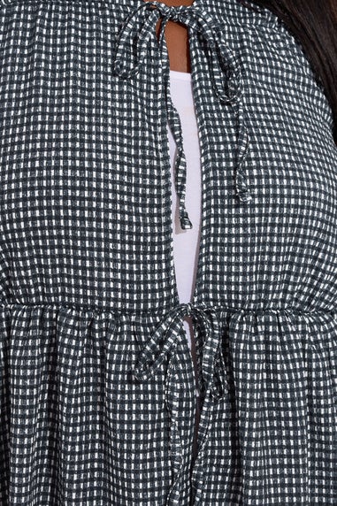 Yours Curve Black Gingham Bow Tie Front Top
