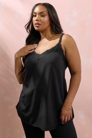 Yours Curve Black Lace Cami Vest Top