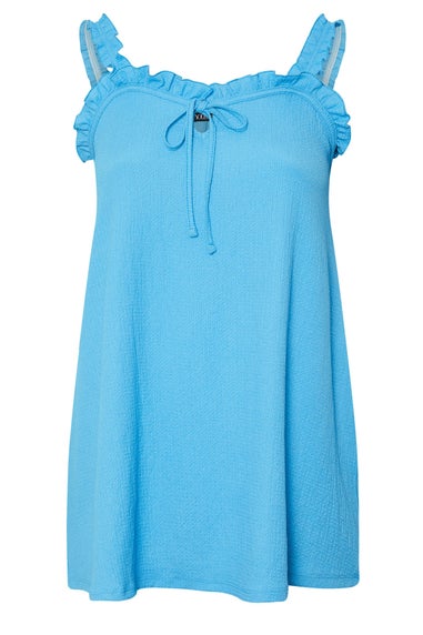 Yours Curve Blue Tie Neck Frill Cami Top