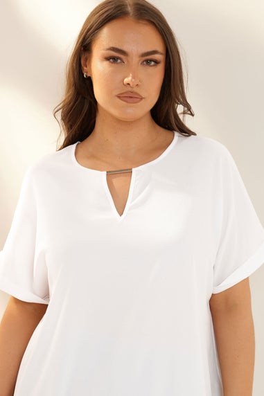 Yours Curve White Notch Neck Blouse