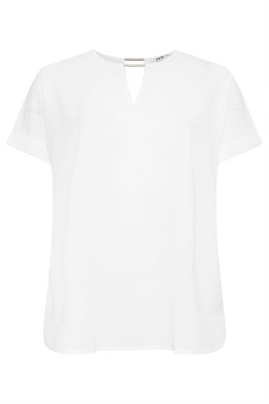 Yours Curve White Notch Neck Blouse