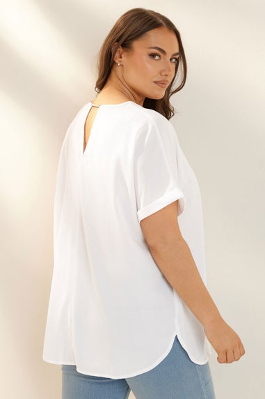 Yours Curve White Notch Neck Blouse