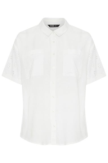 Yours Curve White Broderie Anglaise Linen Shirt