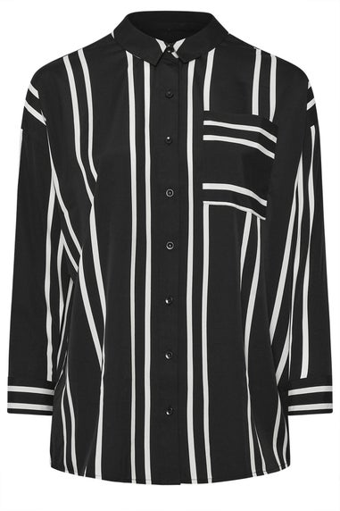 Yours Curve Black & White Stripe Print Oversized Shirt