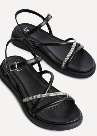 Linzi Spark Black Strappy Footbed Sandal