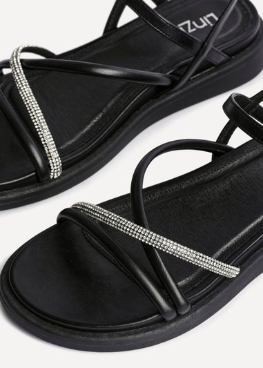 Linzi Spark Black Strappy Footbed Sandal