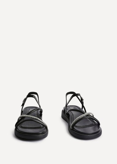 Linzi Spark Black Strappy Footbed Sandal