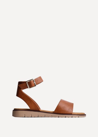 Linzi Nora Sand Faux Leather Footbed Two Part Sandal