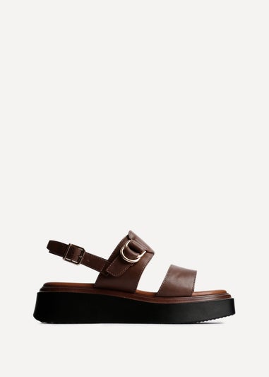Linzi Rox Brown Faux Leather Double Strap Flatform Sandal