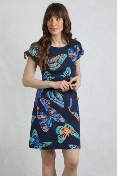 Weird Fish Dark Blue Tallahassee Jersey Dress