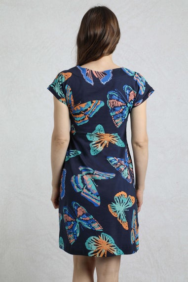 Weird Fish Dark Blue Tallahassee Jersey Dress